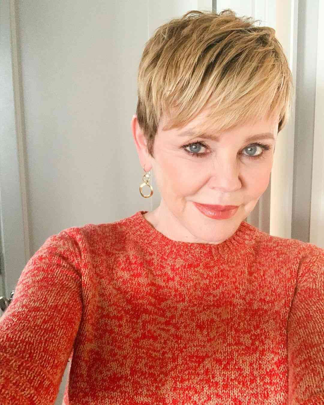 Short textured pixie cut for women over 60